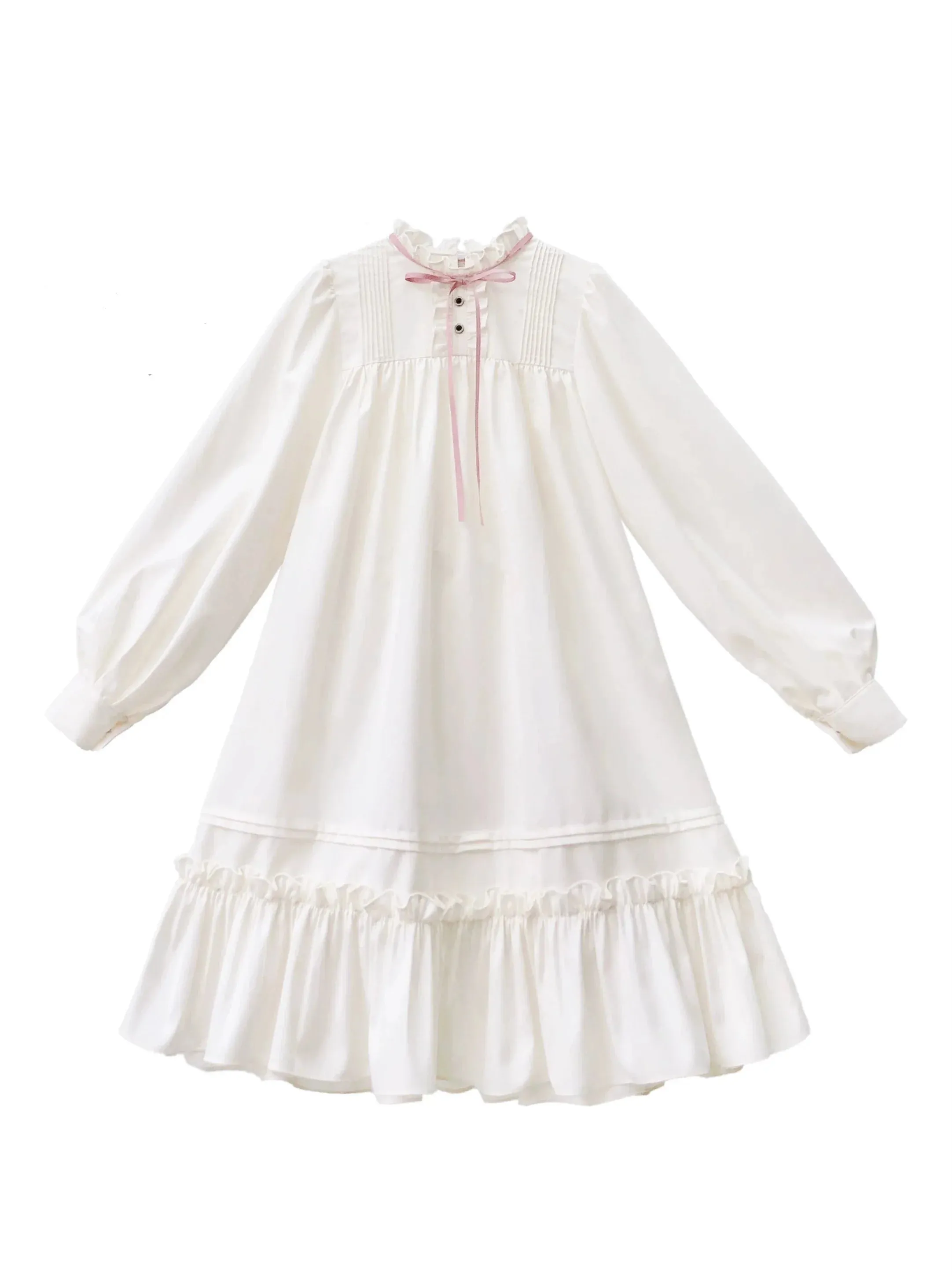 Badge Pink Frilled Doll   Lolita   Dress Off-White Coat Collar