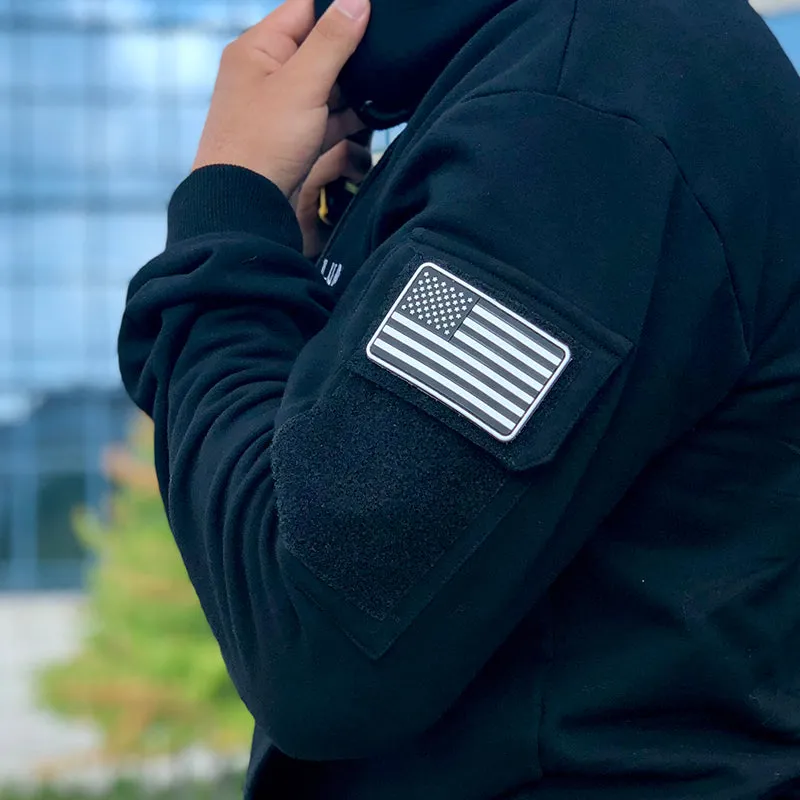 Black Hoodie Velcro Pocket on BOTH Sleeves