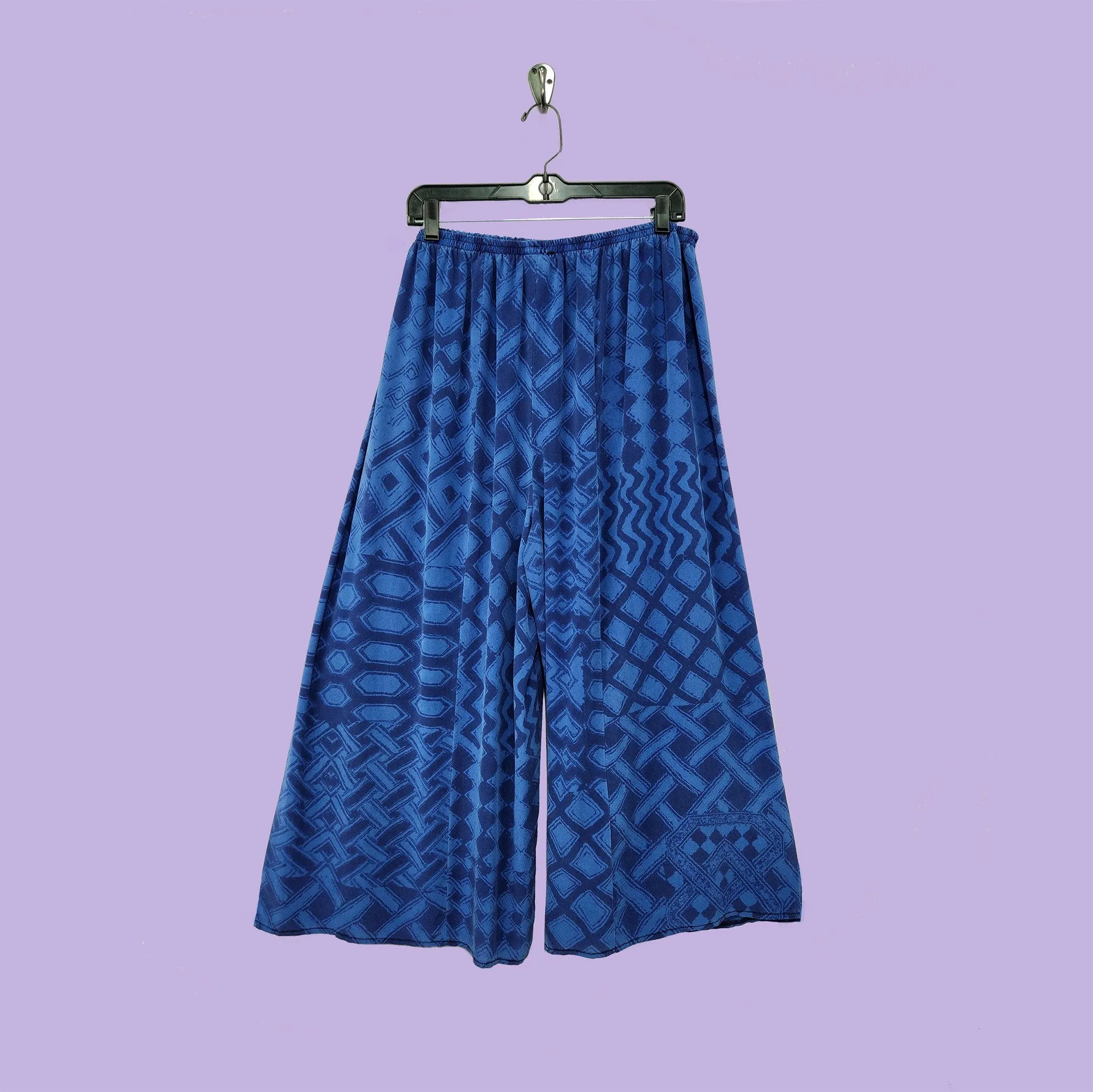 Boat Pants in Afibi Blue Printed Silk