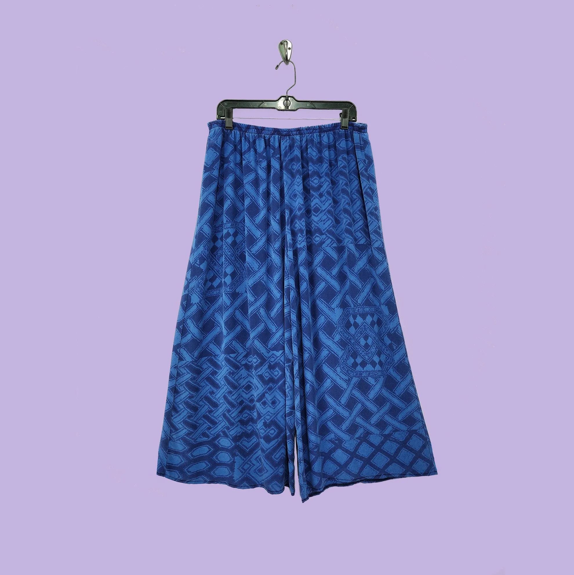 Boat Pants in Afibi Blue Printed Silk