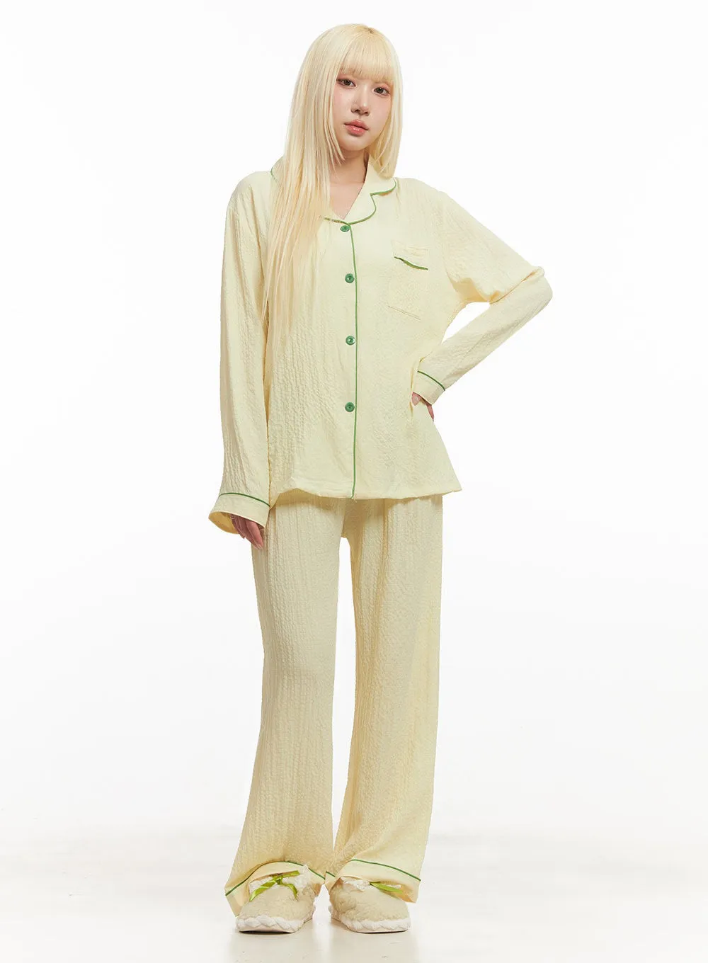 Cozy Buttoned Pajama Set IM504