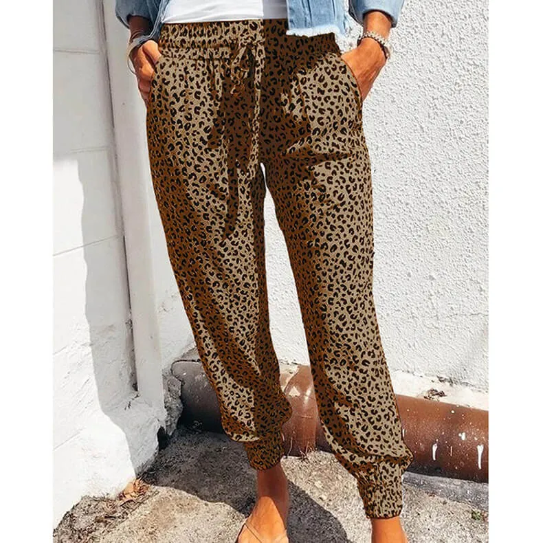 Cozy Chic Leopard Print Jogger Slacks  COLORS