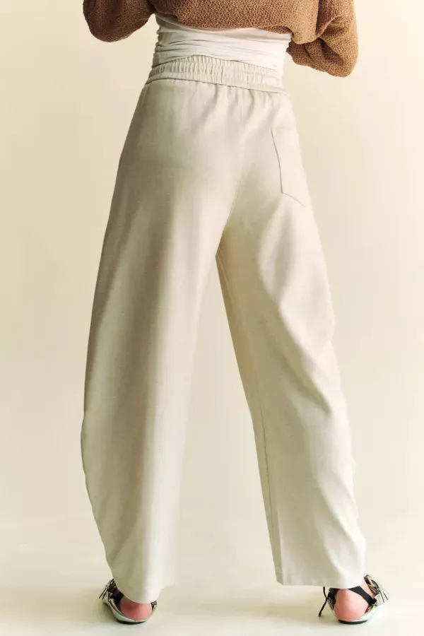 Elastic Waistband Barrel Pants