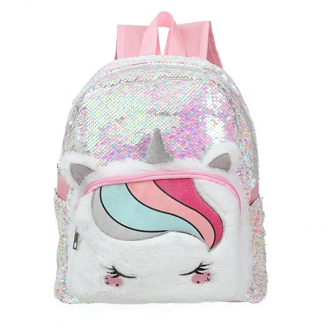 Fluffy Sequin Unicorn Backpack