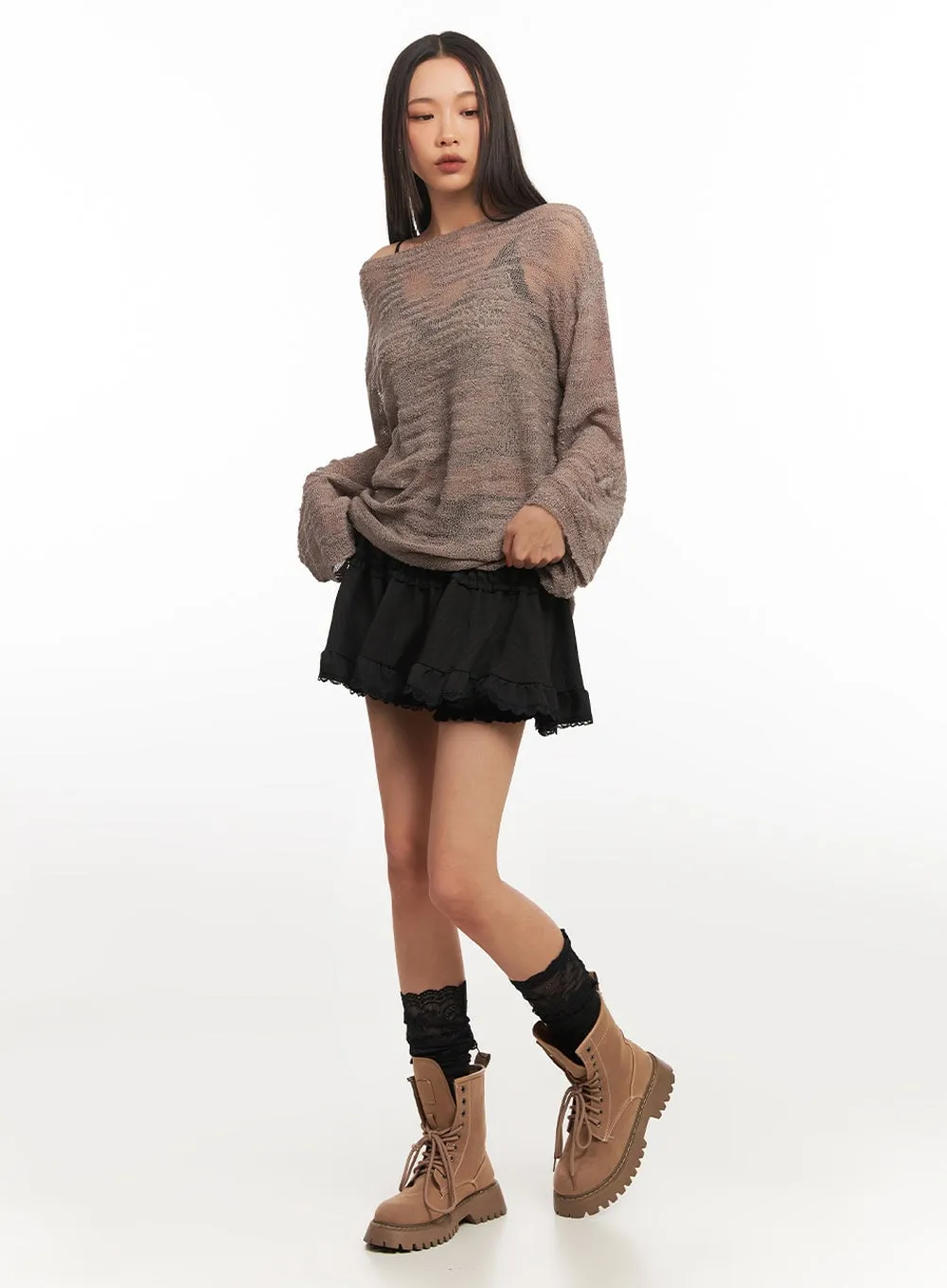 Frilly Lace Mini Skirt IA504