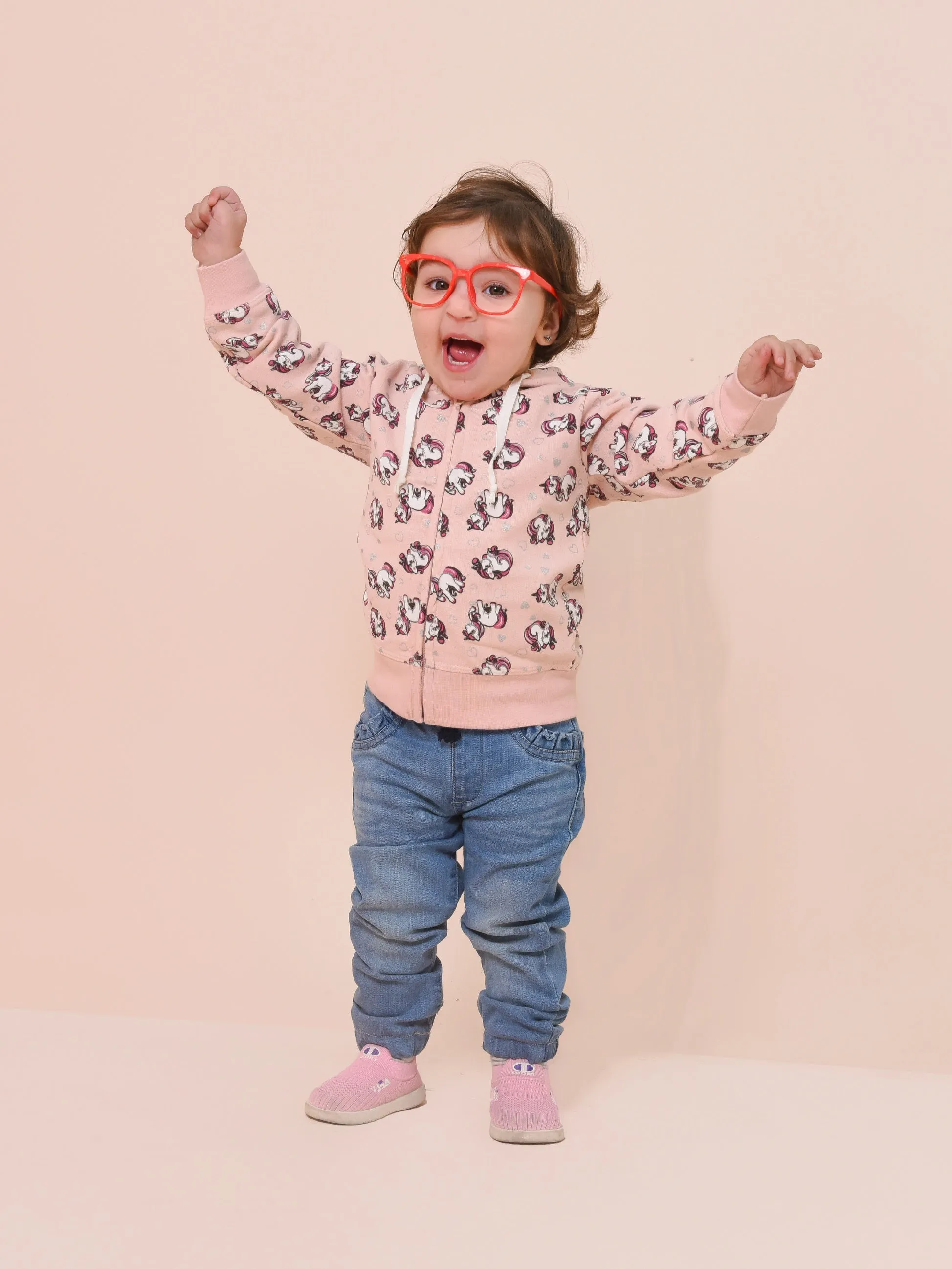 Girls Unicorn Zipper Hoodie,