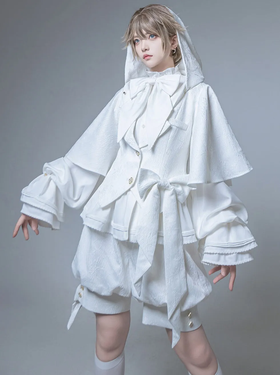 Hooded   Shorts Bunny Pants   Balloon Long Coat Prince