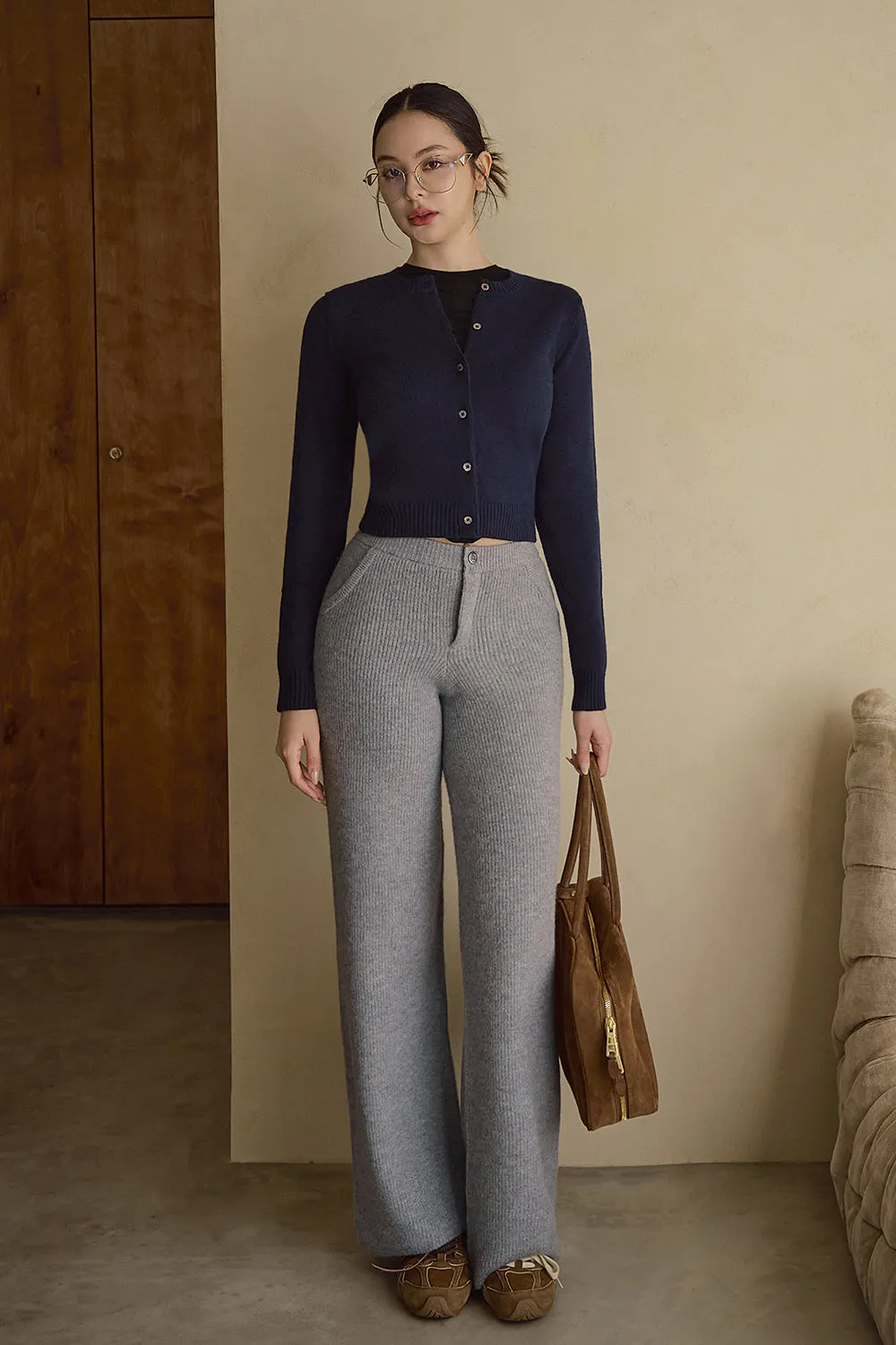 暖洋洋針織直筒寬褲<br>Cozy Knit High Waist Pants