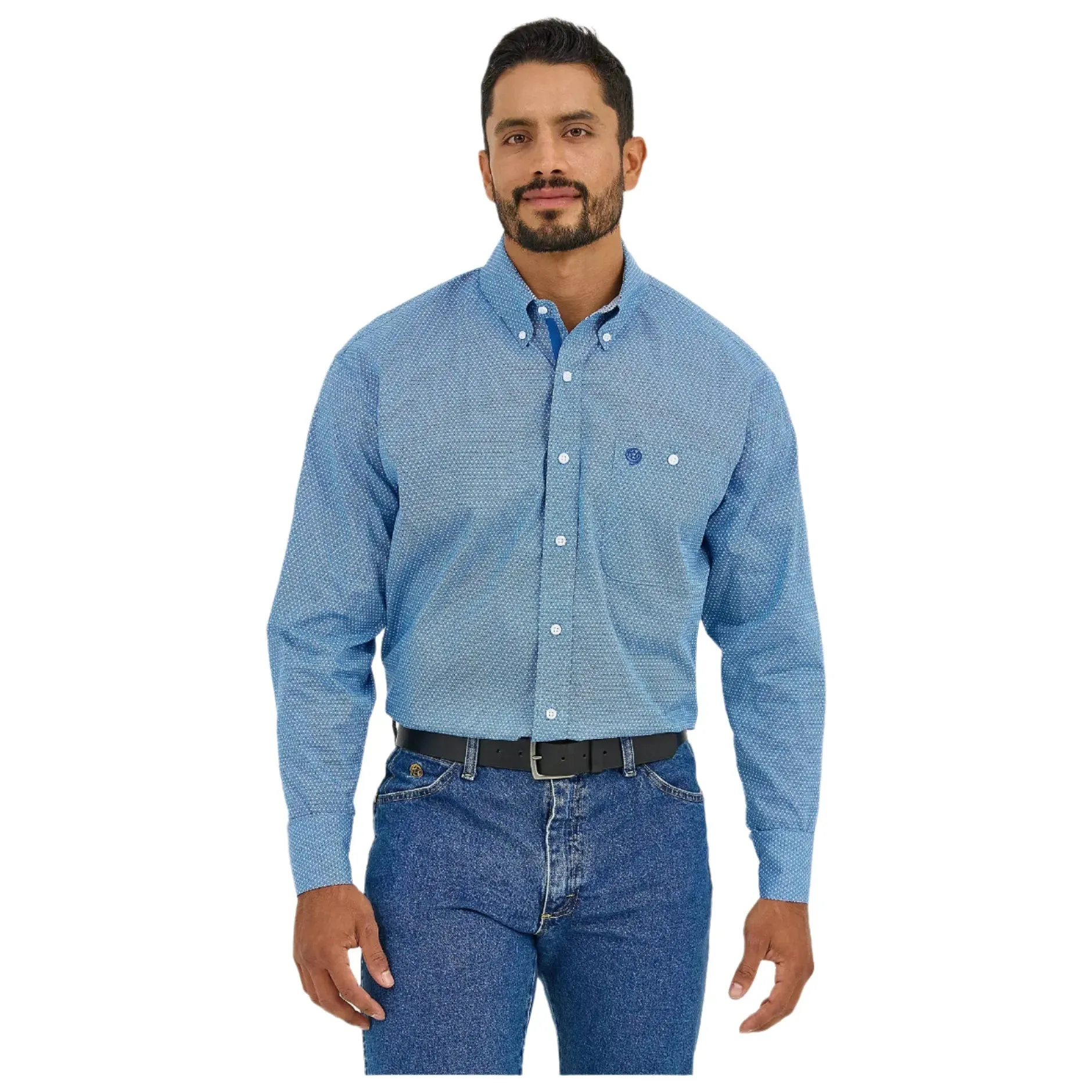 Men's Wrangler George Strait™ Long Sleeve Button Down One Pocket Shirt 112365377