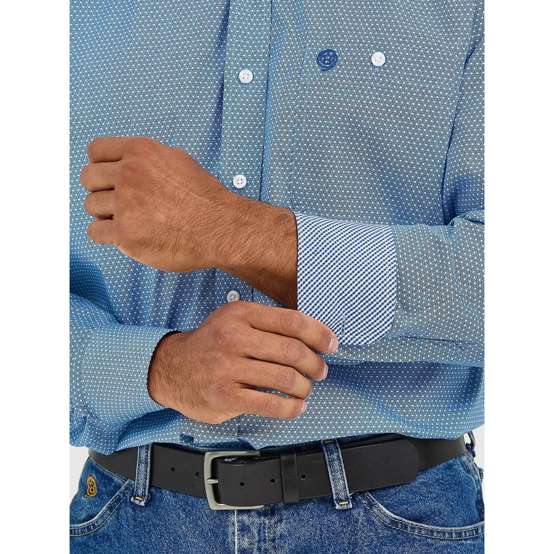 Men's Wrangler George Strait™ Long Sleeve Button Down One Pocket Shirt 112365377