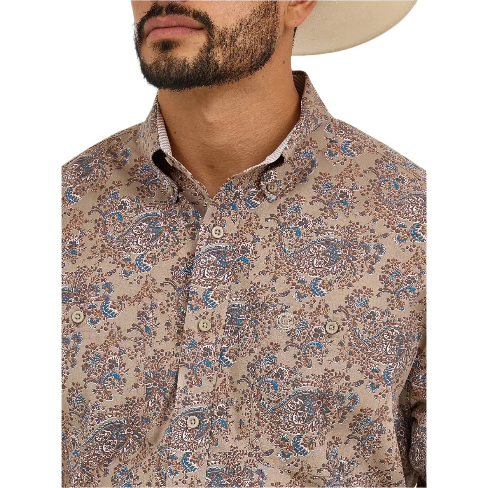 Men's Wrangler George Strait™ Long Sleeve Button Down Two Pocket Shirt 112365403