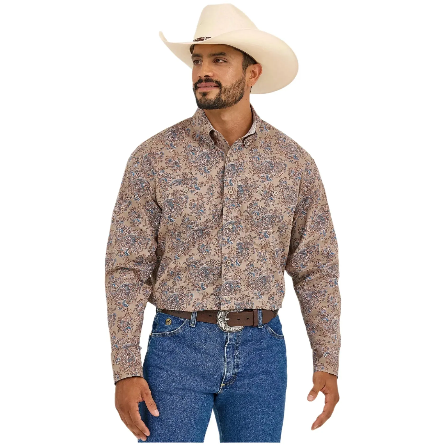 Men's Wrangler George Strait™ Long Sleeve Button Down Two Pocket Shirt 112365403