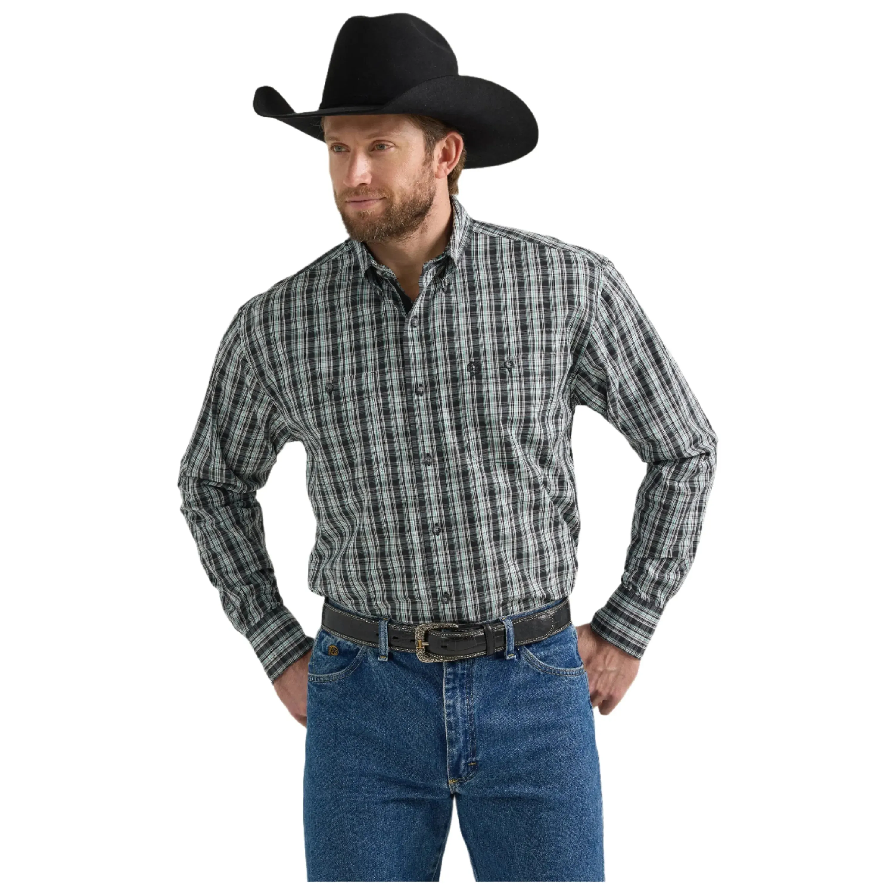 Men's Wrangler® George Strait Two Pocket Long Sleeve Shirt 112352704