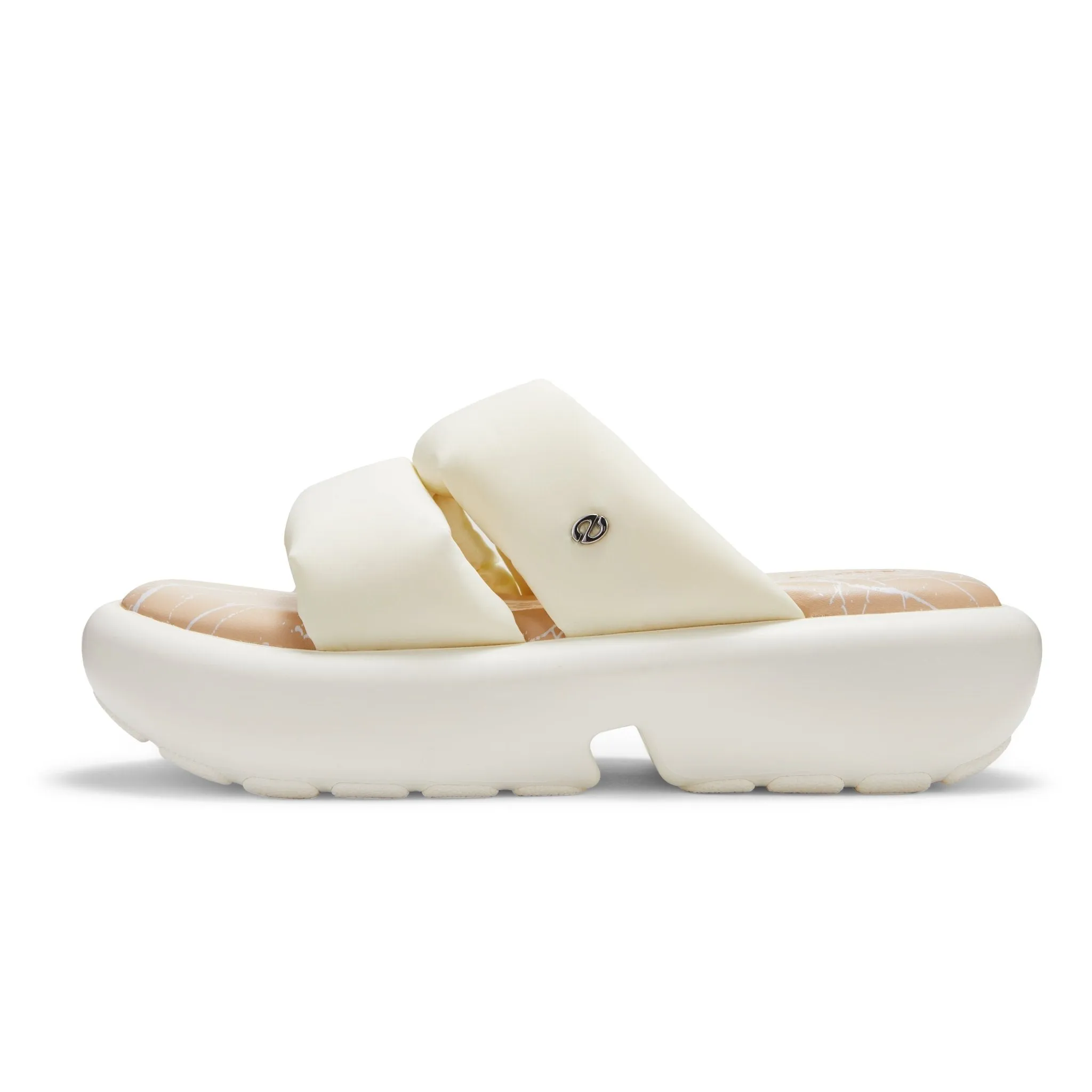 Padded Souble-strap Platform Sandals in White