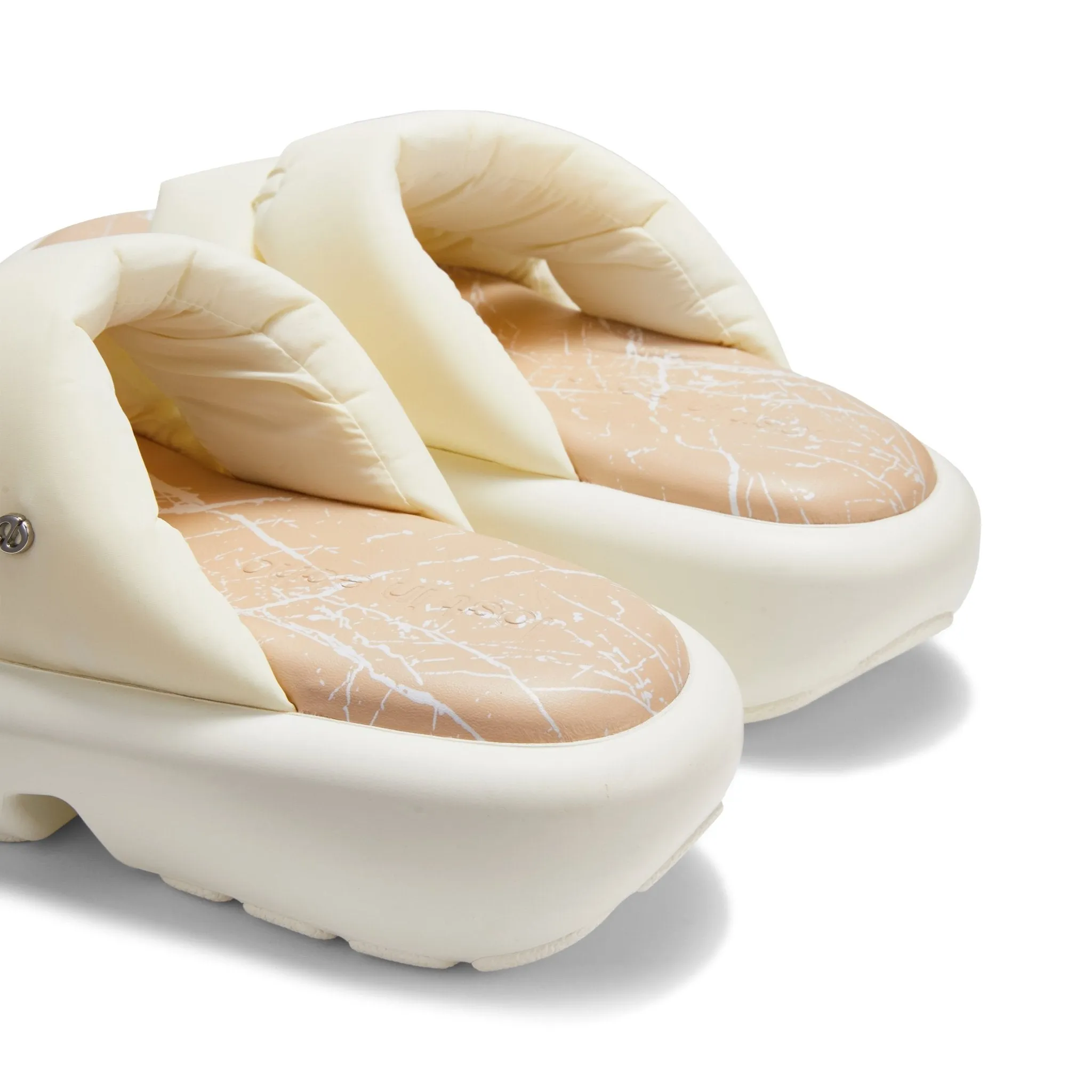 Padded Souble-strap Platform Sandals in White