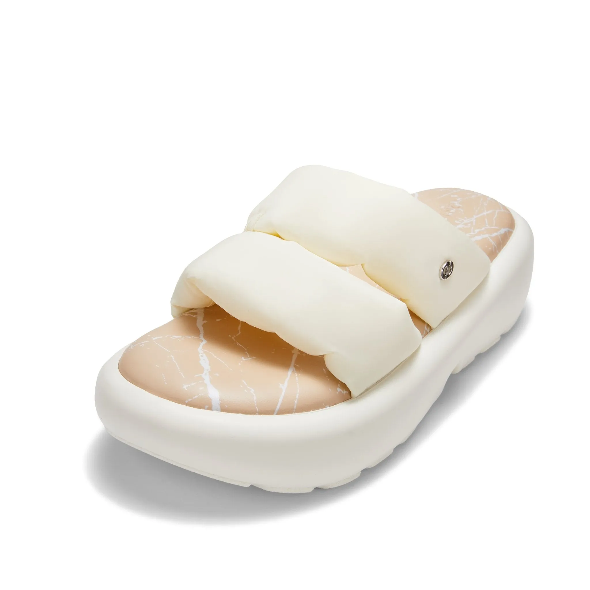 Padded Souble-strap Platform Sandals in White