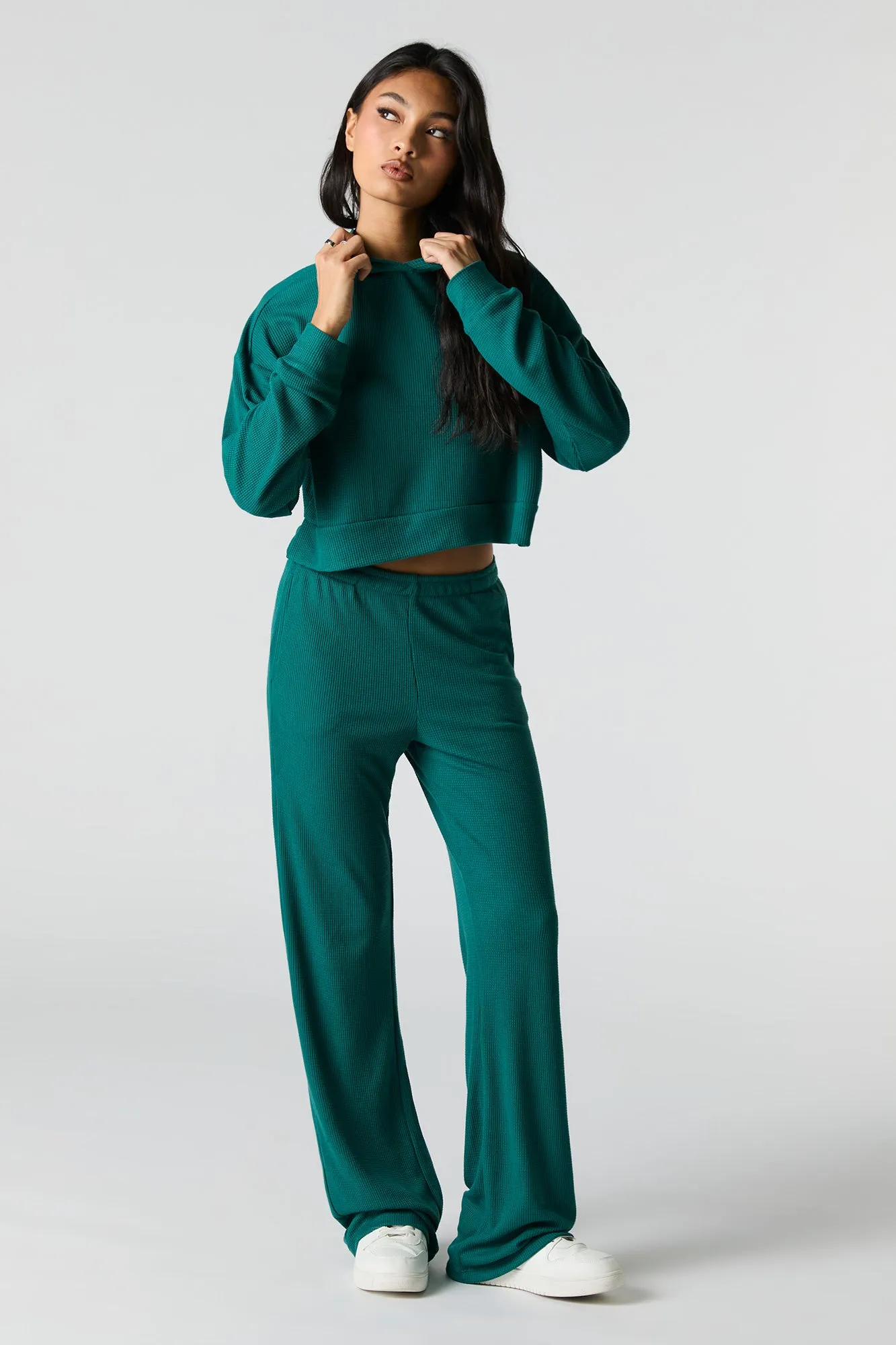 Pantalon à jambe large en tricot thermal