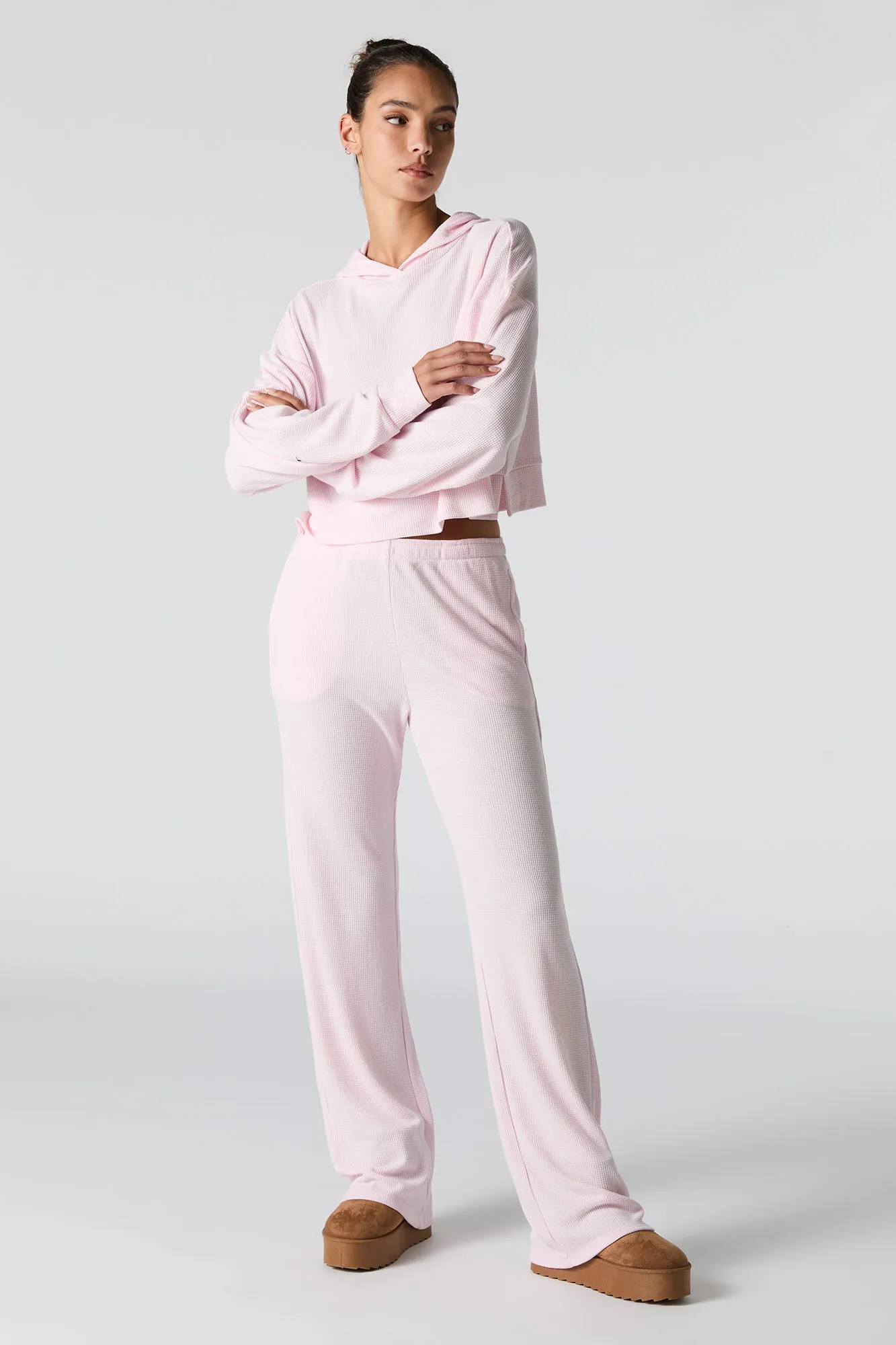 Pantalon à jambe large en tricot thermal
