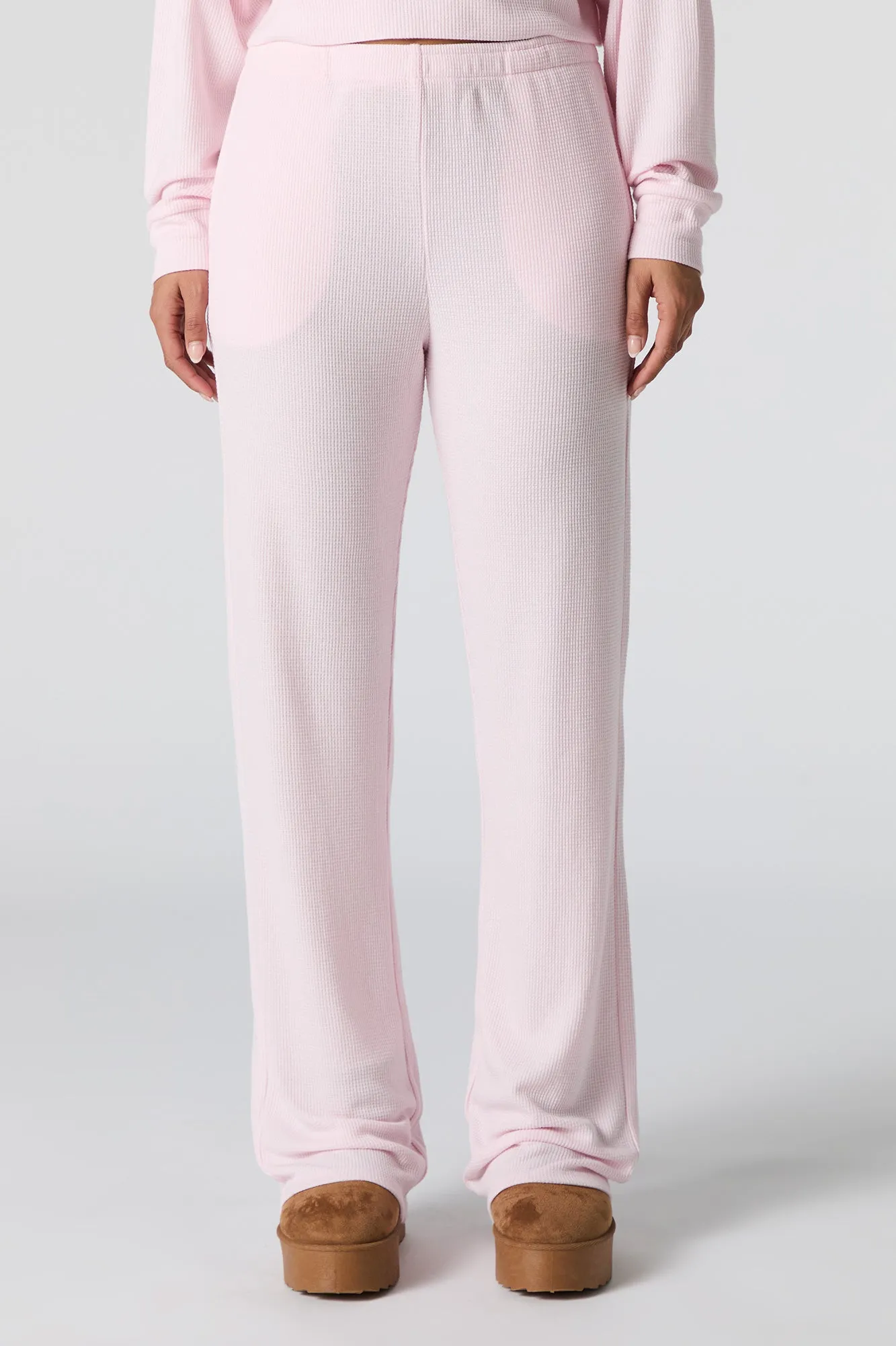 Pantalon à jambe large en tricot thermal