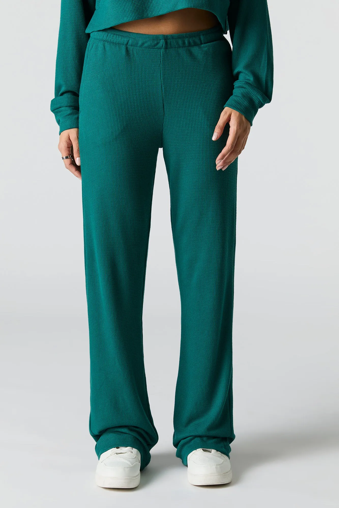 Pantalon à jambe large en tricot thermal