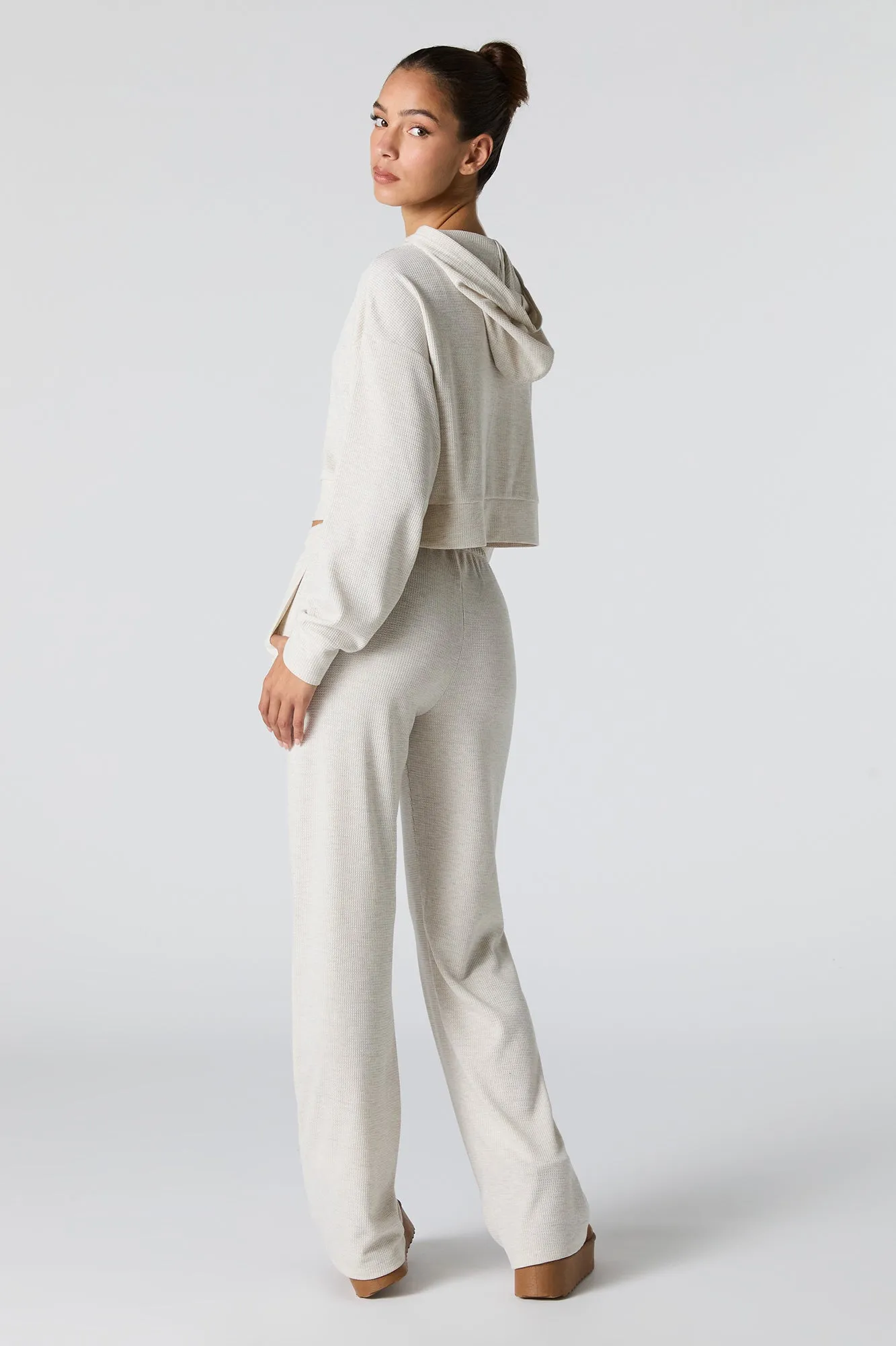 Pantalon à jambe large en tricot thermal