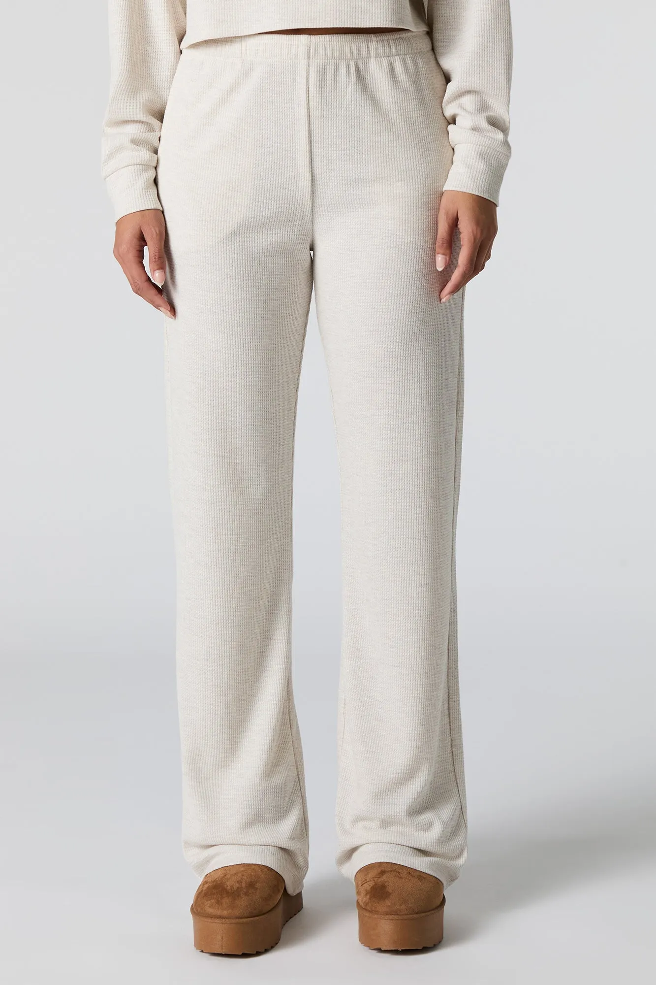 Pantalon à jambe large en tricot thermal