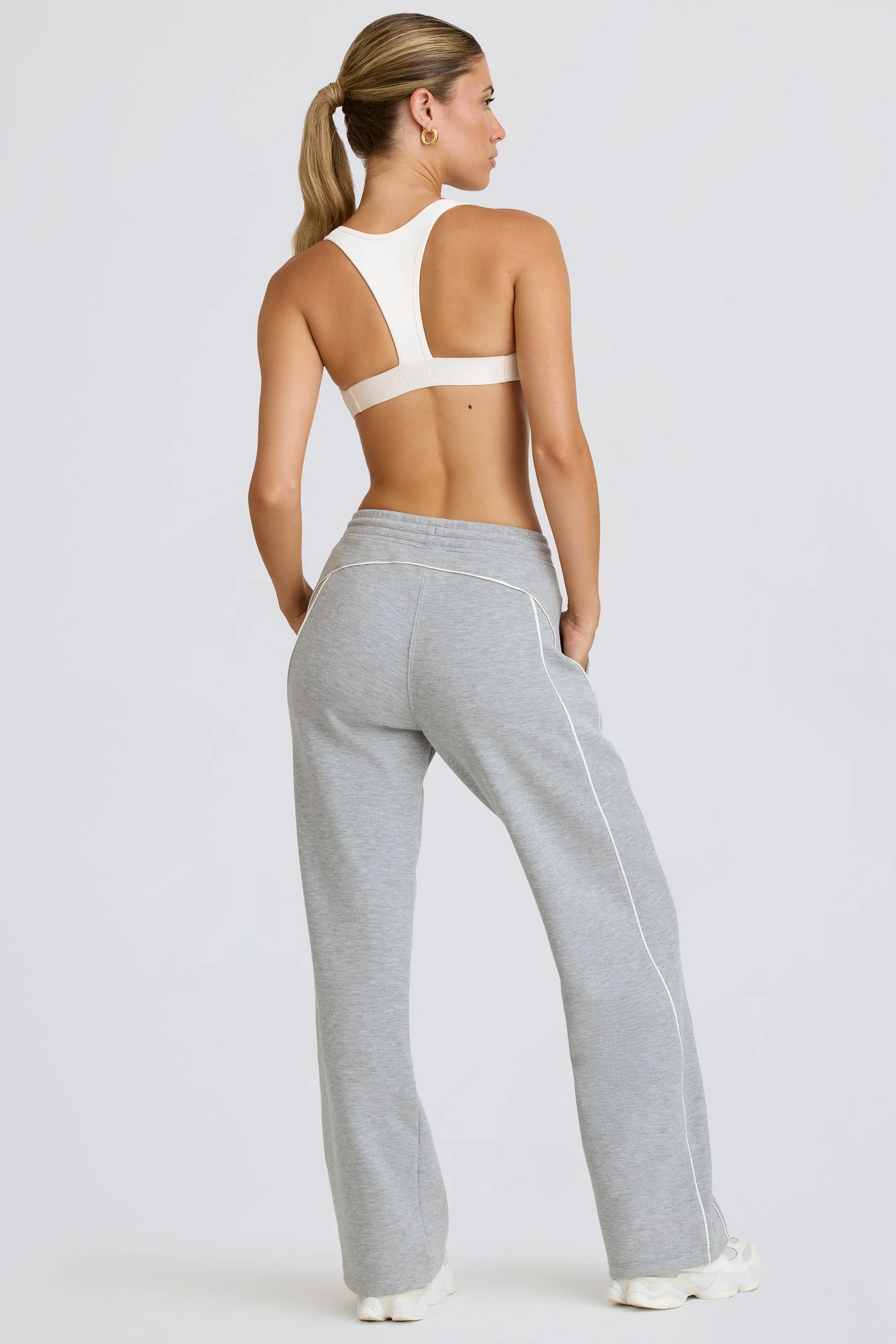Petite Mid-Rise Straight-Leg Joggers in Grey Marl