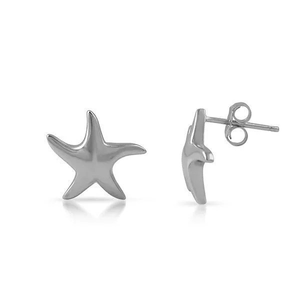 Polished Silver Starfish Earrings