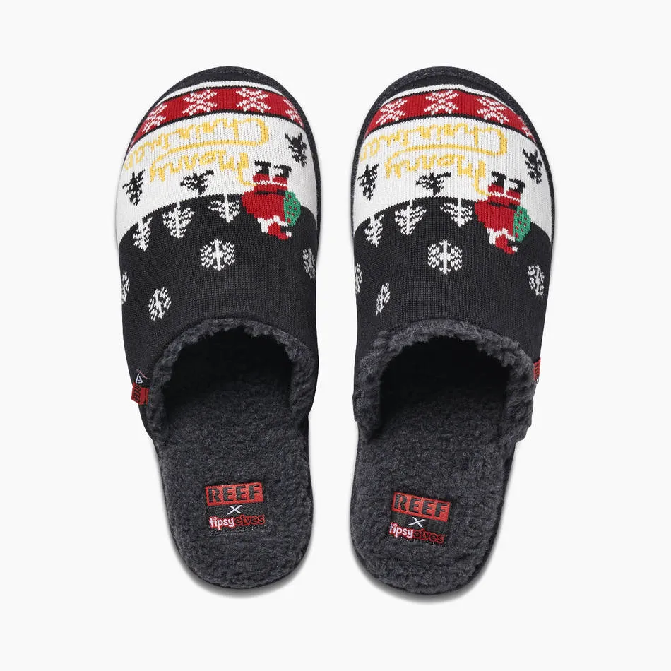 Reef Mens Tipsy Elves Slippers Yellow Snow