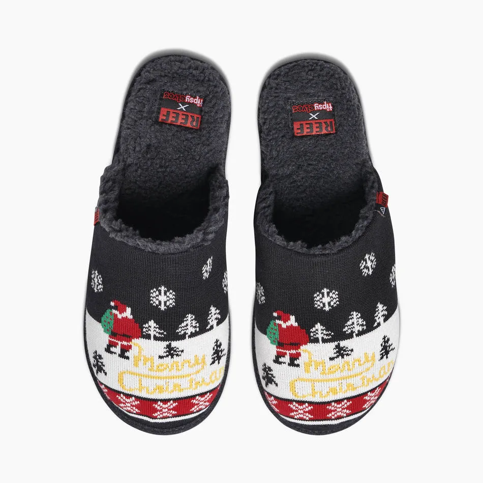 Reef Mens Tipsy Elves Slippers Yellow Snow
