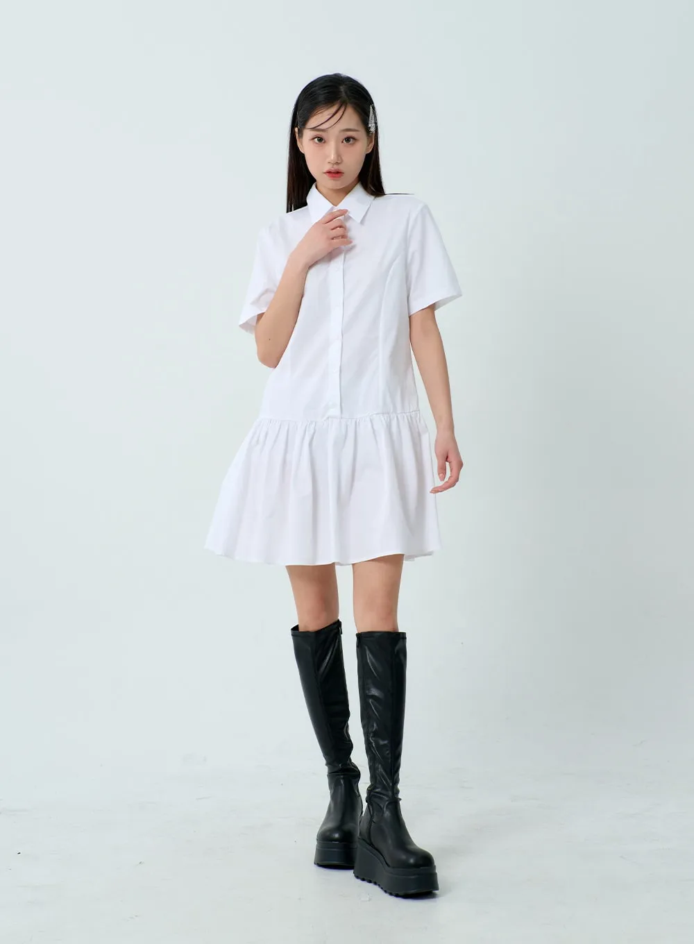 Short Sleeve Shirt Dress BM331