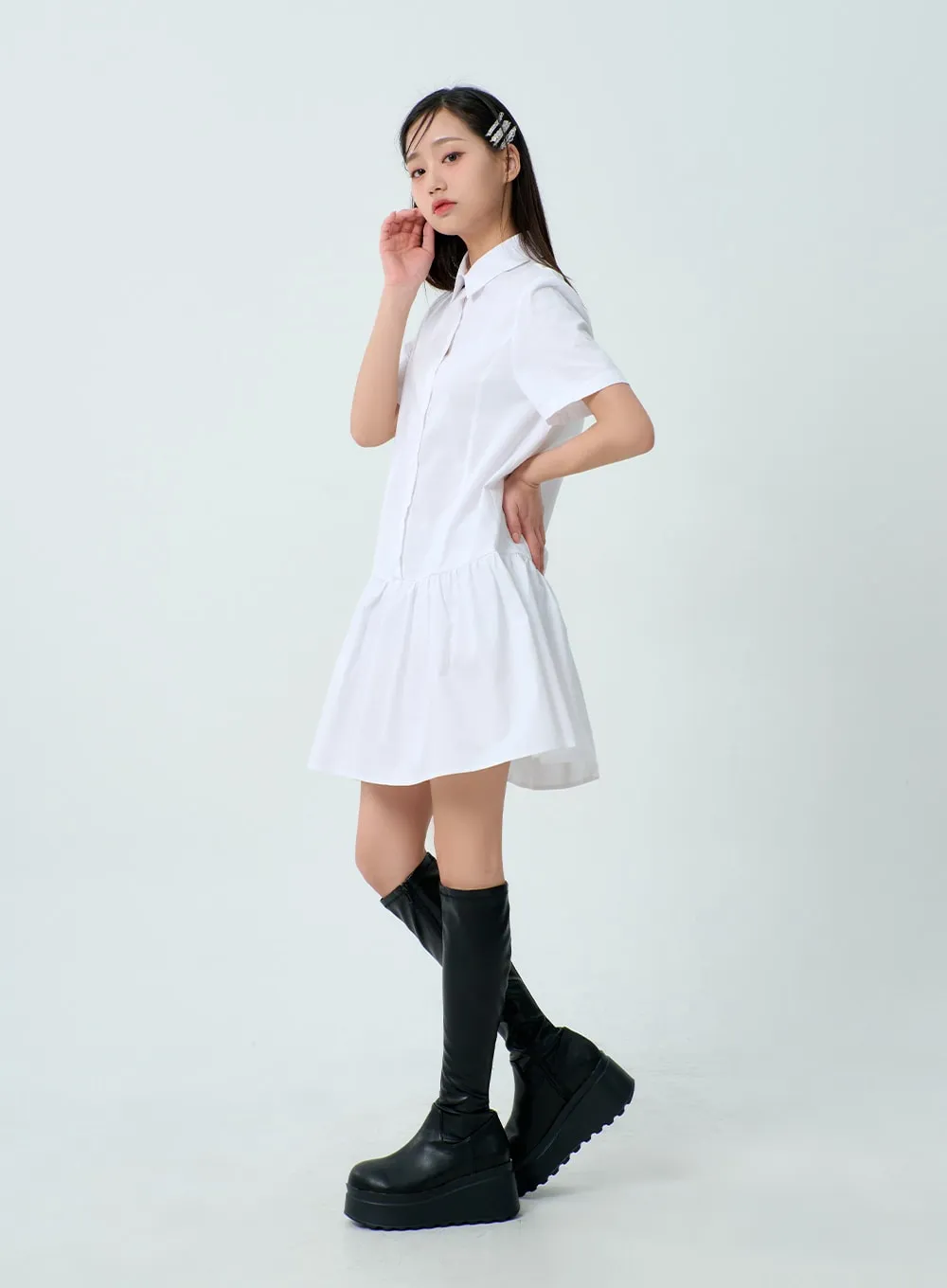 Short Sleeve Shirt Dress BM331