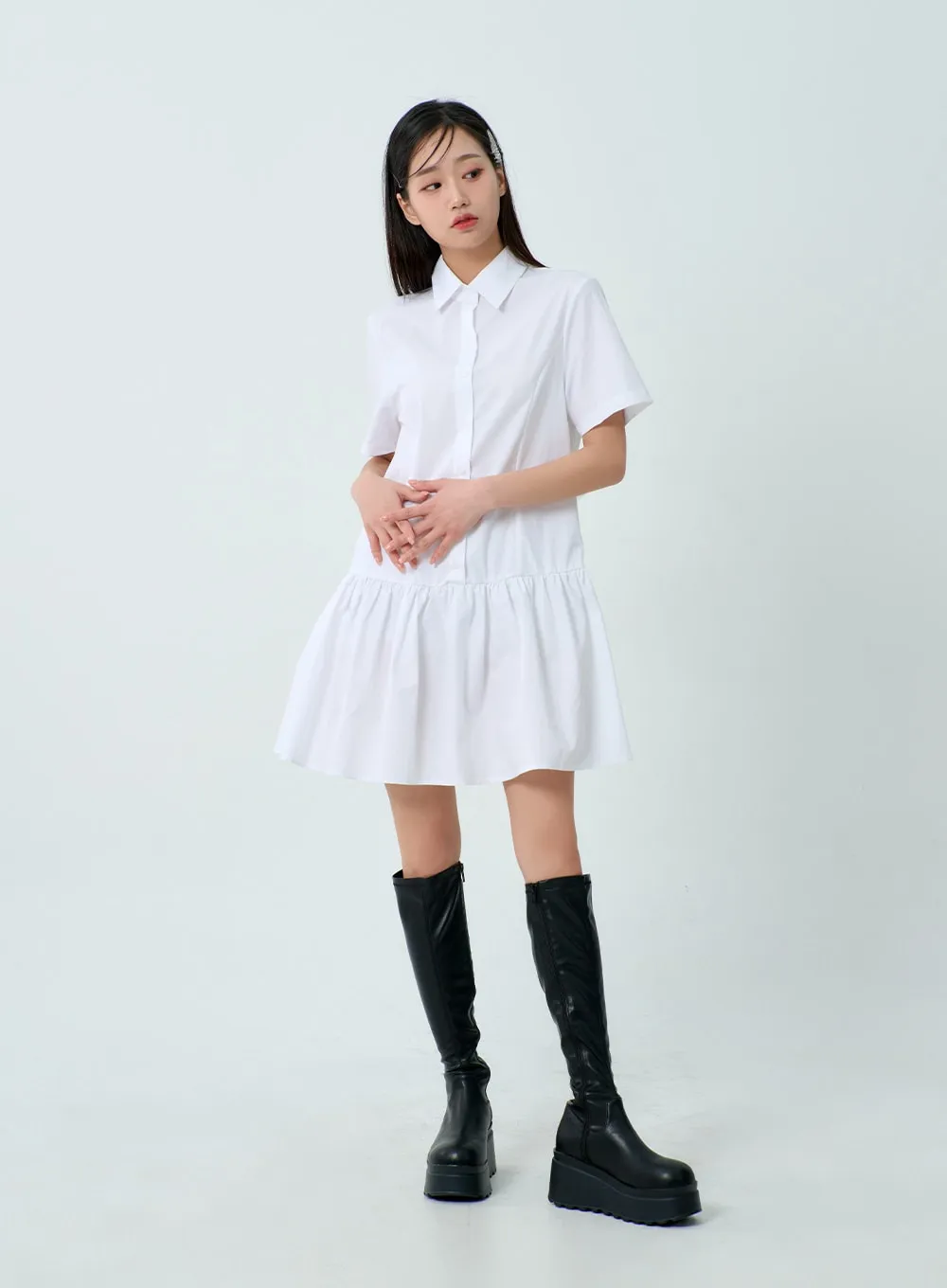 Short Sleeve Shirt Dress BM331