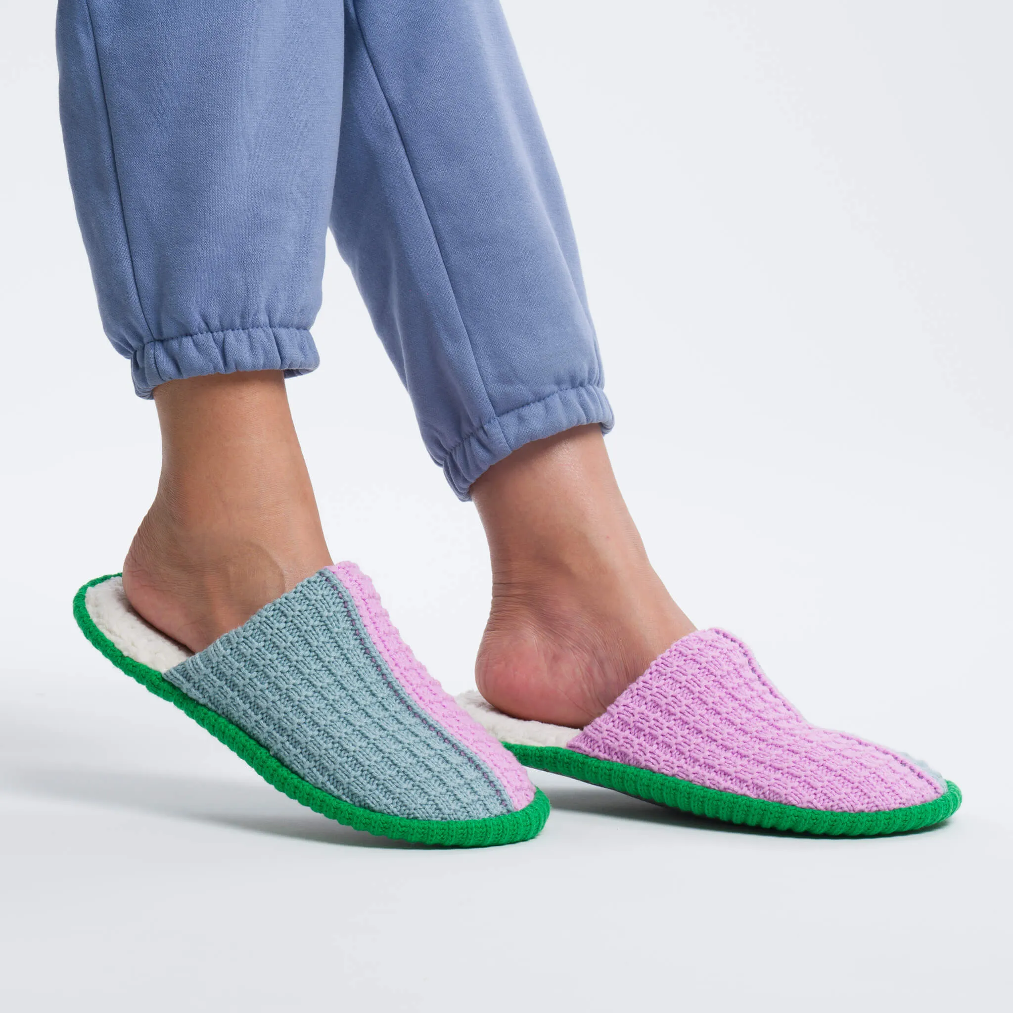 Verloop: Colorblock Slide Slippers - Stone Blue Lilac