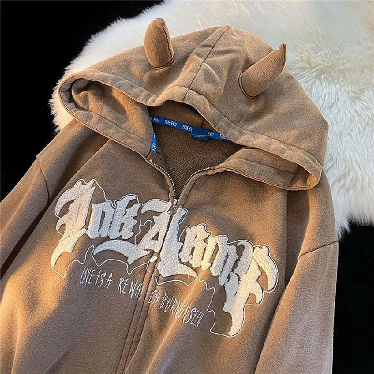 Vintage Vibe Devilish Duo Embroidered Hoodies