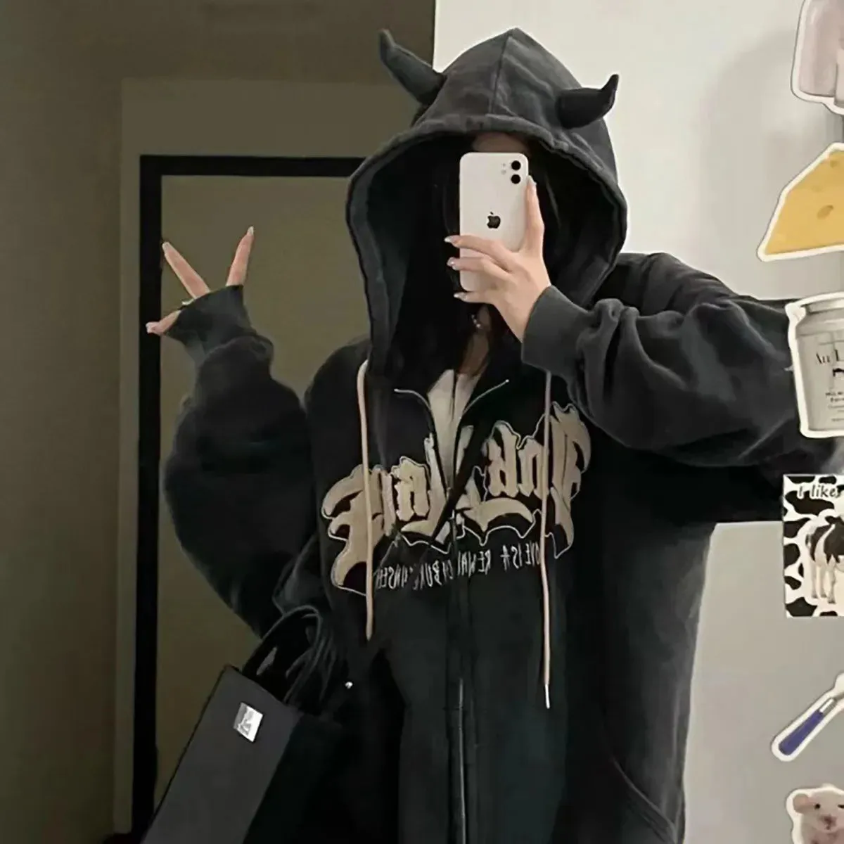 Vintage Vibe Devilish Duo Embroidered Hoodies