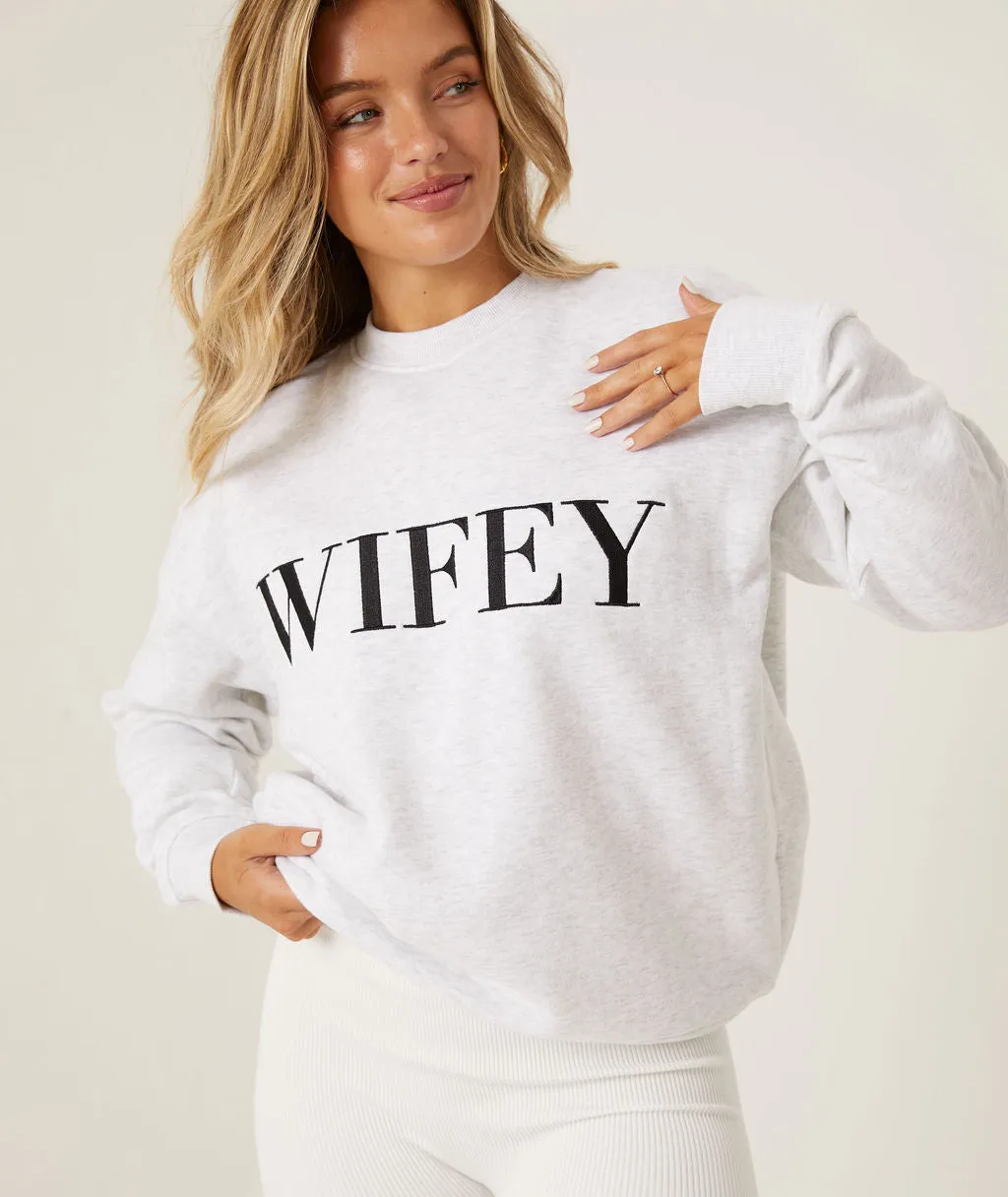 Wifey Statement Sweatshirt - Grey Marl