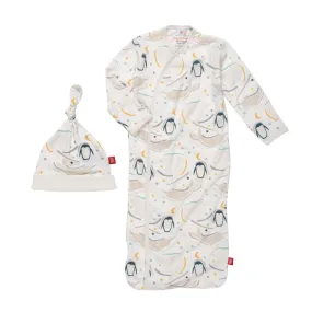 wish you whale modal magnetic cozy sleeper gown   hat set