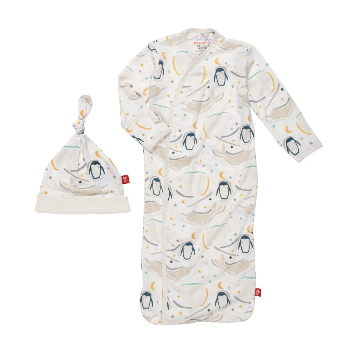 wish you whale modal magnetic cozy sleeper gown   hat set